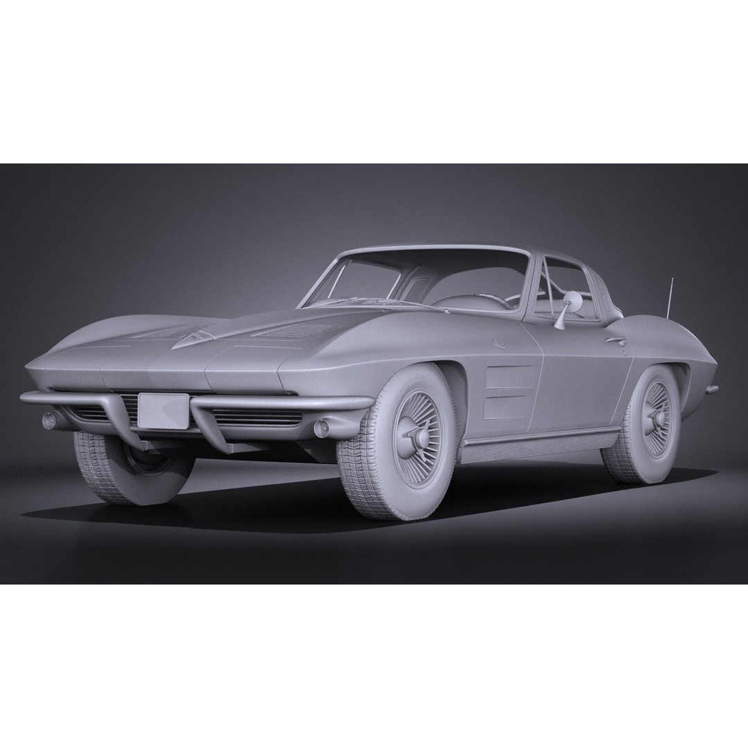Chevrolet Corvette C2 Coupe 1963 3D Model – High Poly VRAY Asset - View 14
