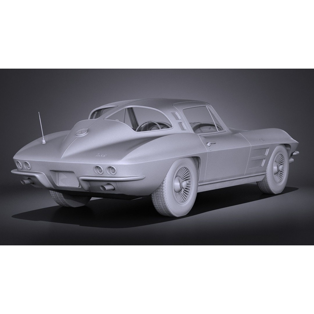Chevrolet Corvette C2 Coupe 1963 3D Model – High Poly VRAY Asset - View 15