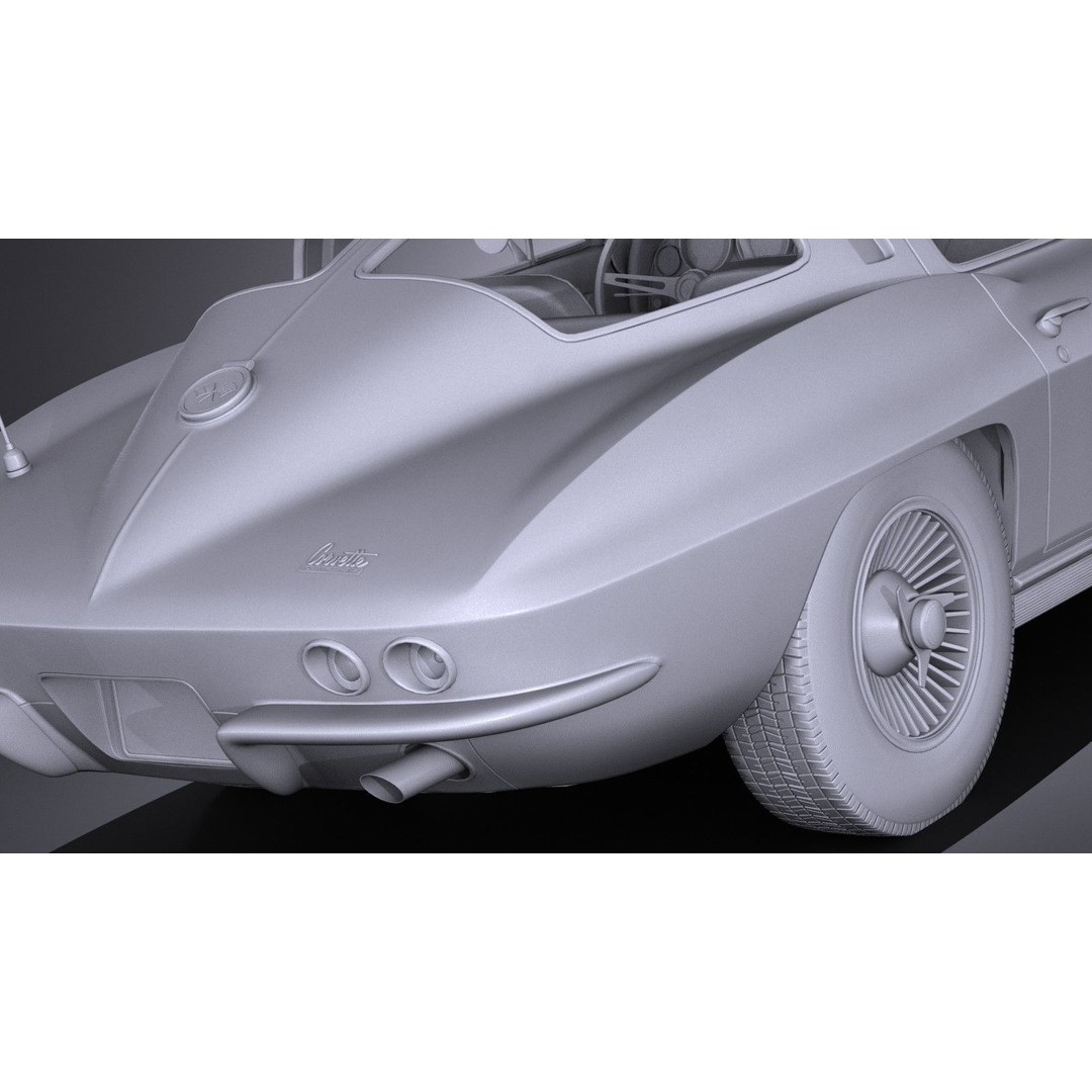 Chevrolet Corvette C2 Coupe 1963 3D Model – High Poly VRAY Asset - View 16