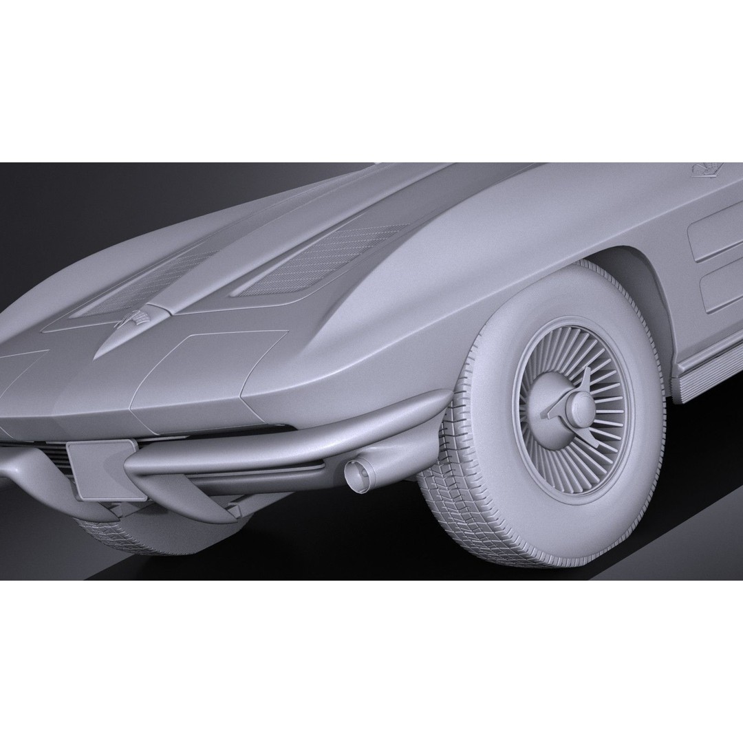 Chevrolet Corvette C2 Coupe 1963 3D Model – High Poly VRAY Asset - View 17