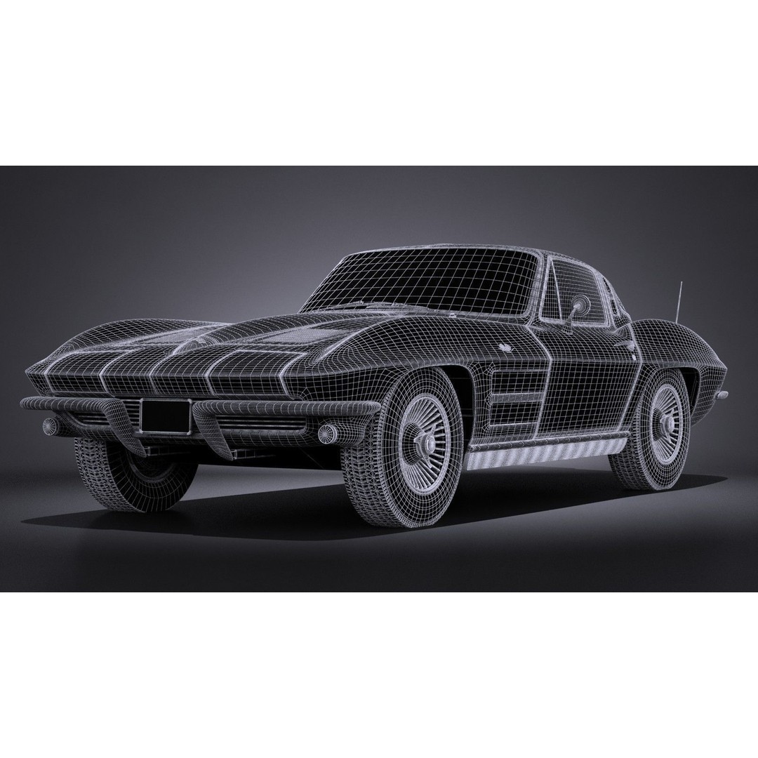 Chevrolet Corvette C2 Coupe 1963 3D Model – High Poly VRAY Asset - View 18