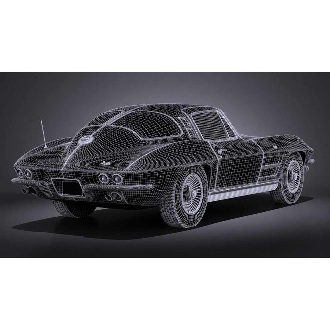Chevrolet Corvette C2 Coupe 1963 3D Model – High Poly VRAY Asset - View 19