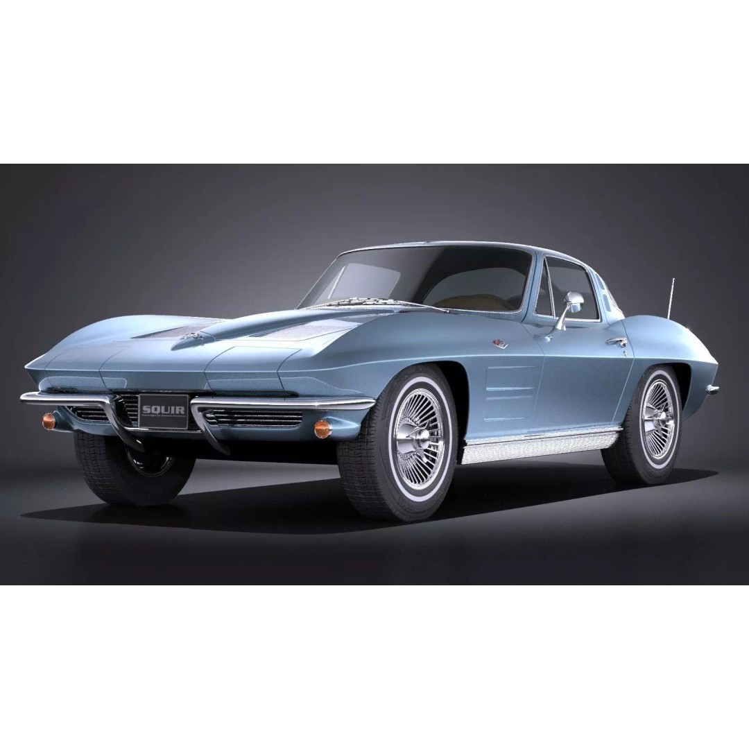 Chevrolet Corvette C2 Coupe 1963 3D Model – High Poly VRAY Asset - View 2