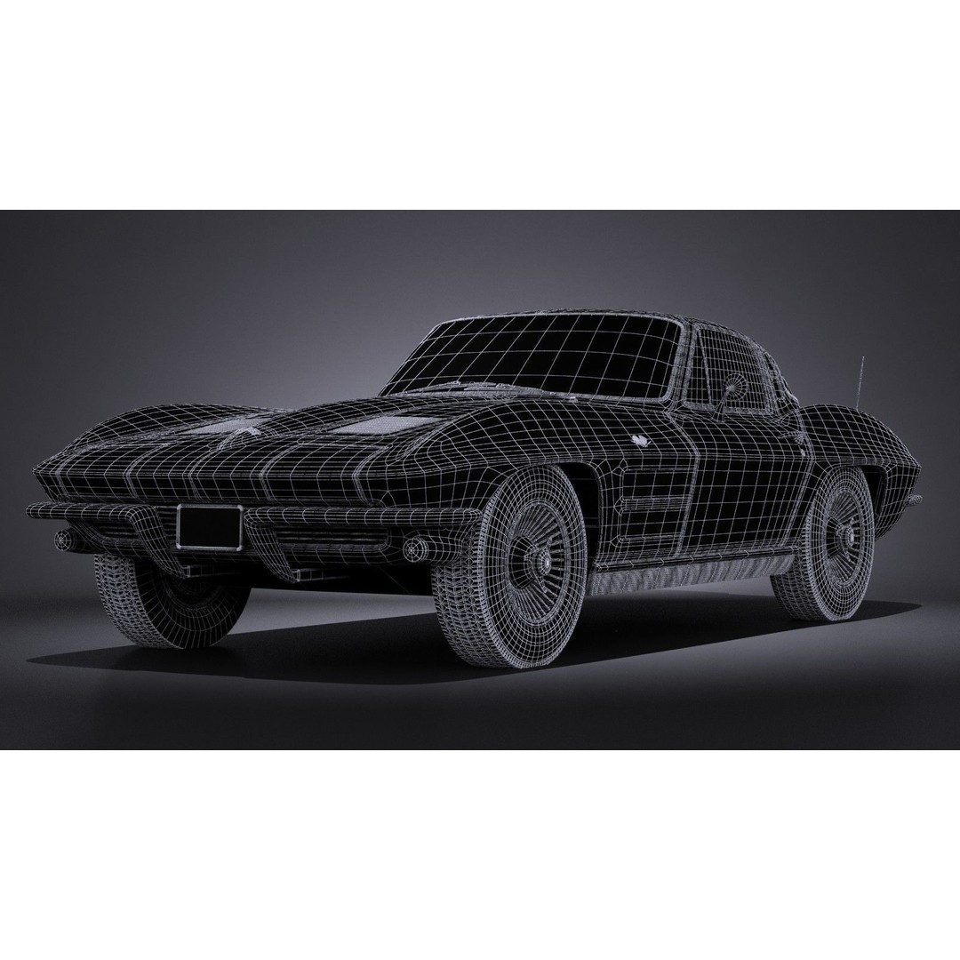 Chevrolet Corvette C2 Coupe 1963 3D Model – High Poly VRAY Asset - View 20
