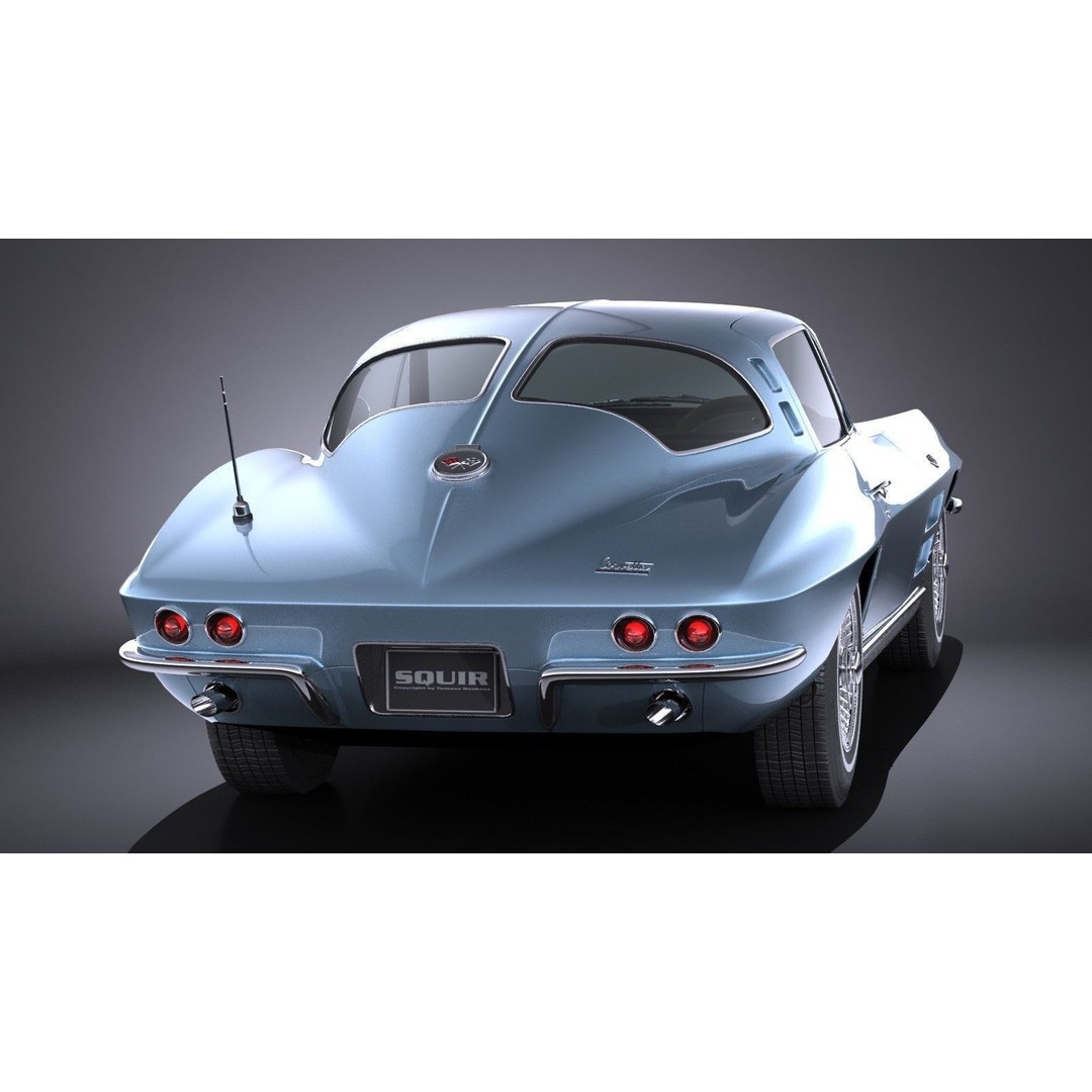 Chevrolet Corvette C2 Coupe 1963 3D Model – High Poly VRAY Asset - View 3
