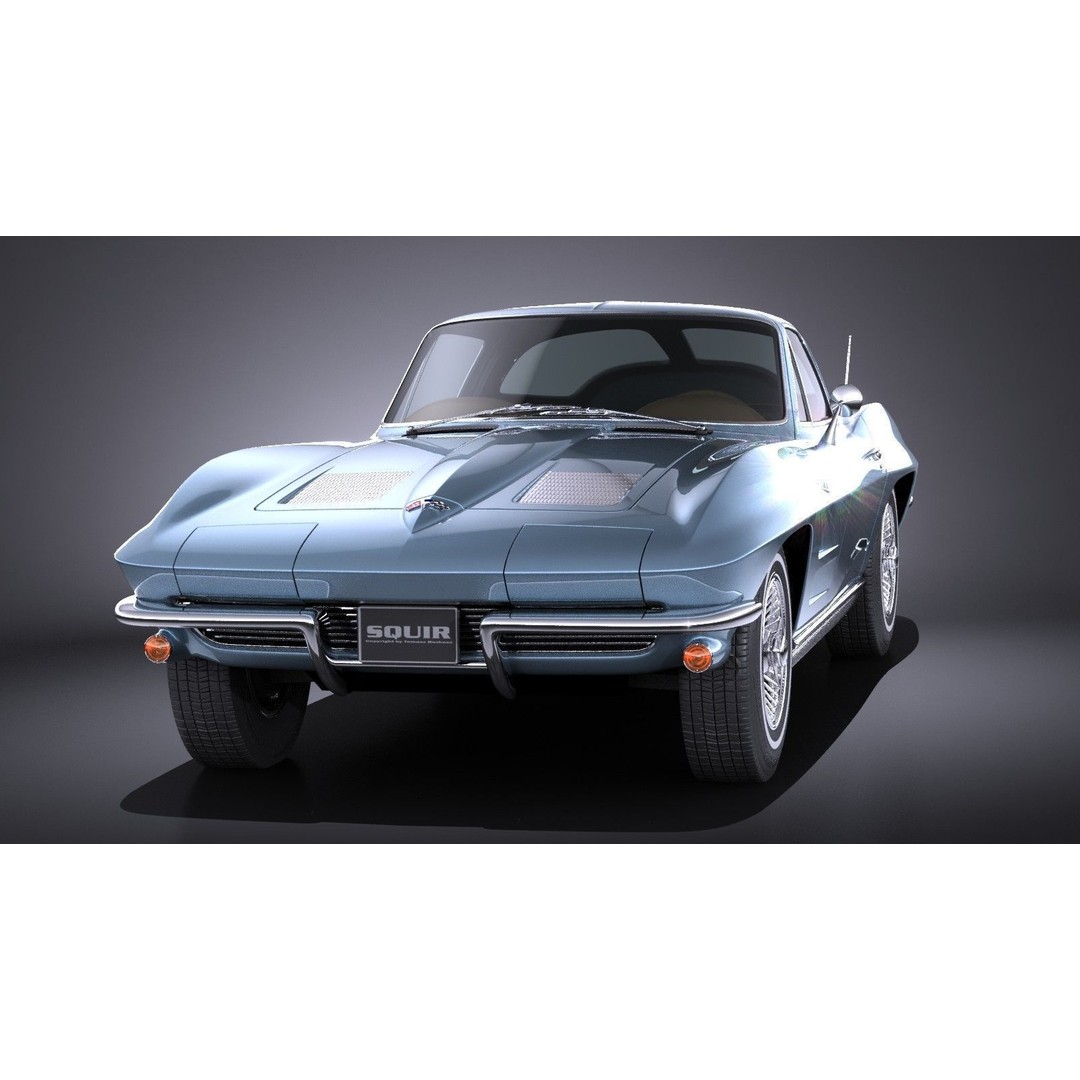 Chevrolet Corvette C2 Coupe 1963 3D Model – High Poly VRAY Asset - View 4