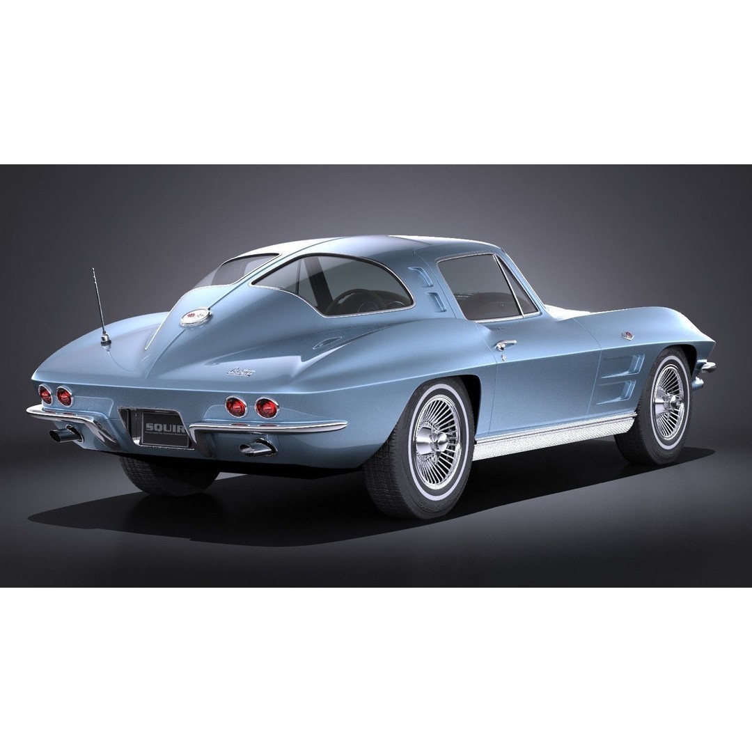 Chevrolet Corvette C2 Coupe 1963 3D Model – High Poly VRAY Asset - View 5