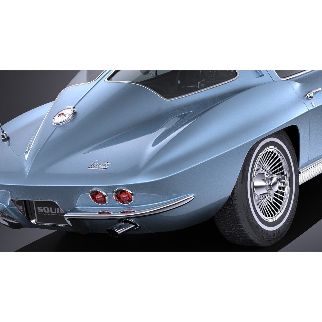Chevrolet Corvette C2 Coupe 1963 3D Model – High Poly VRAY Asset - View 6