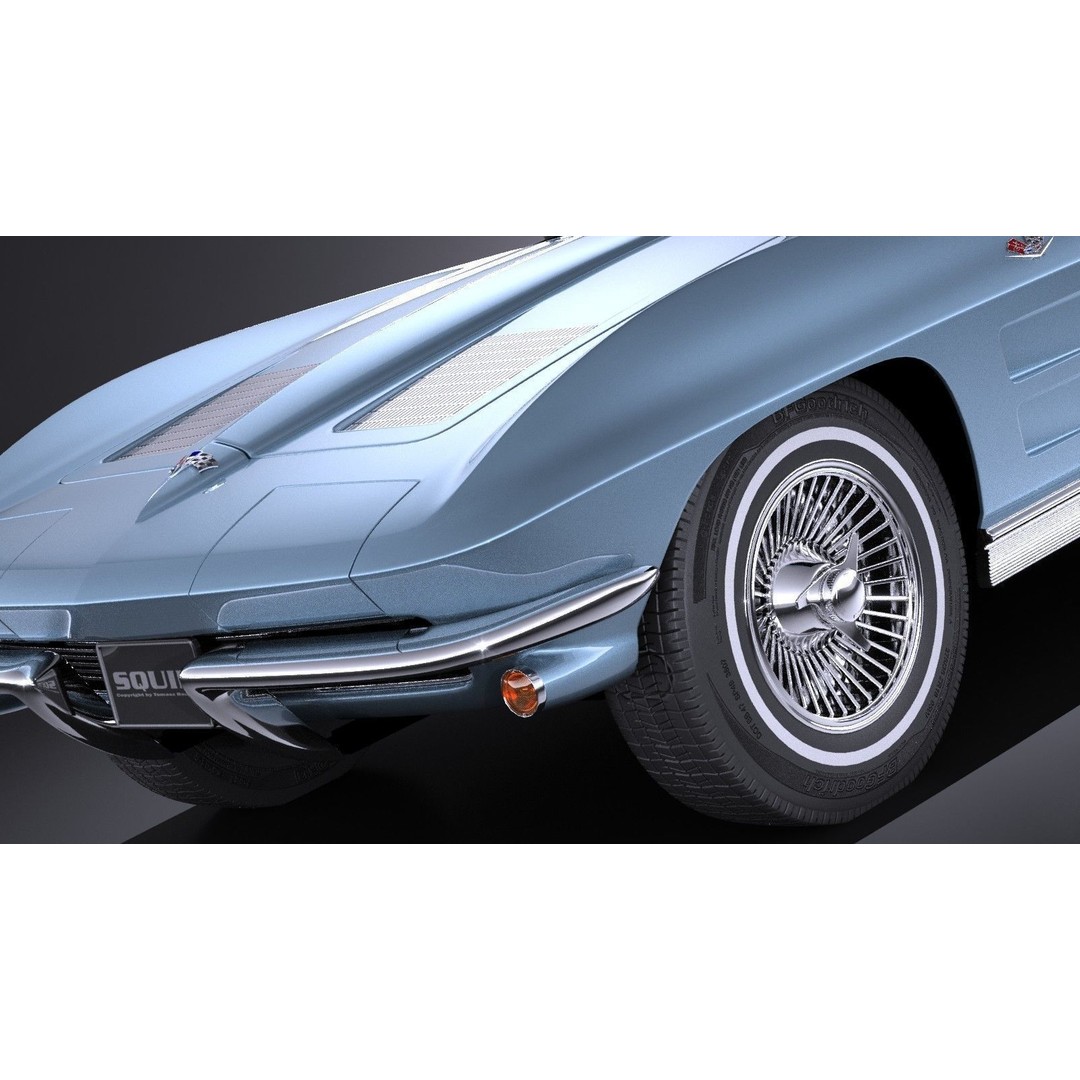 Chevrolet Corvette C2 Coupe 1963 3D Model – High Poly VRAY Asset - View 7