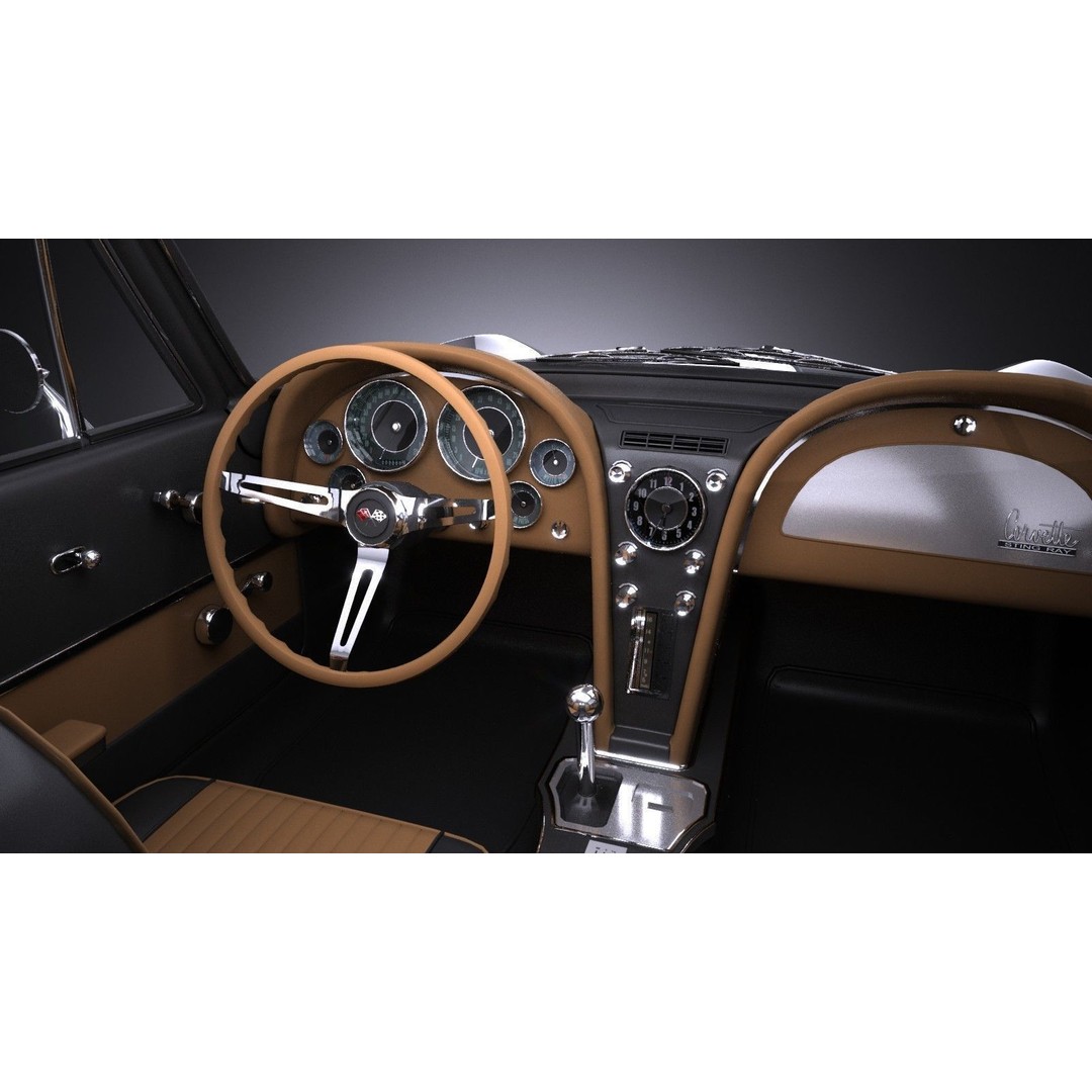 Chevrolet Corvette C2 Coupe 1963 3D Model – High Poly VRAY Asset - View 9