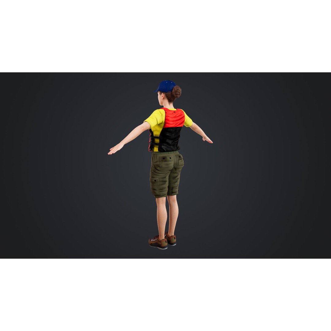 Kayak Canoe Athlete 3D Model – Low Poly Rigged Character, FBX, OBJ - View 10