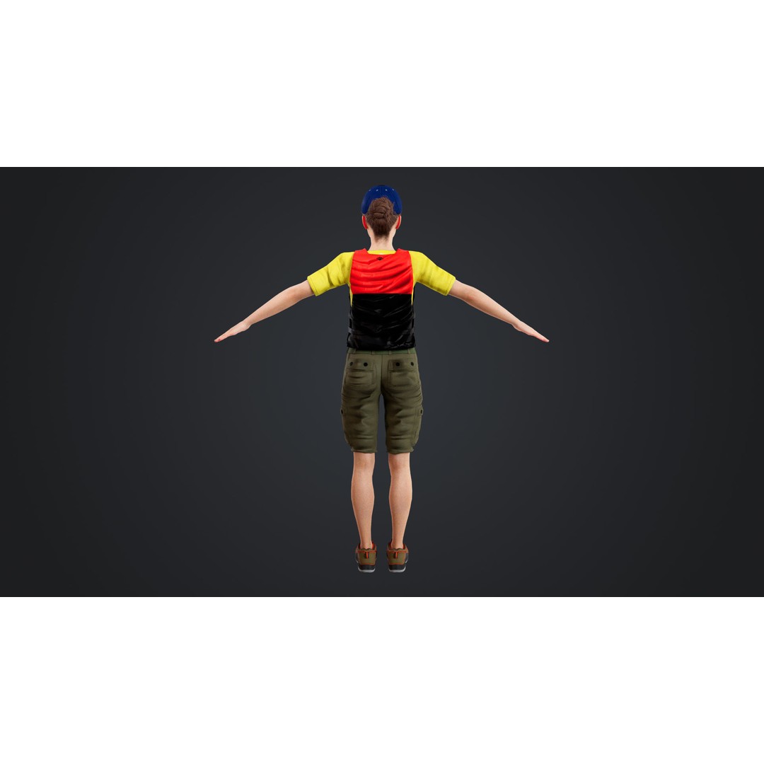 Kayak Canoe Athlete 3D Model – Low Poly Rigged Character, FBX, OBJ - View 11