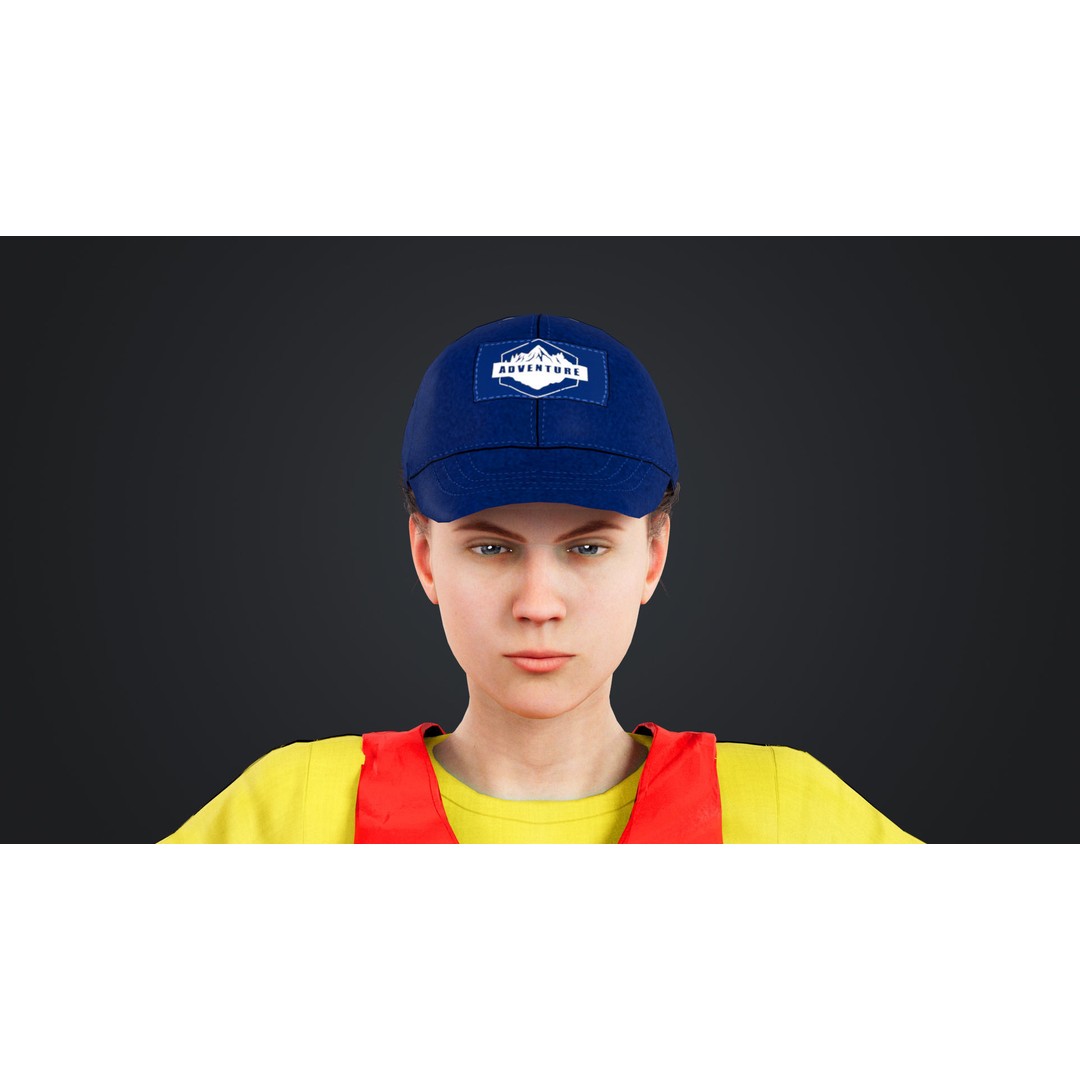 Kayak Canoe Athlete 3D Model – Low Poly Rigged Character, FBX, OBJ - View 14