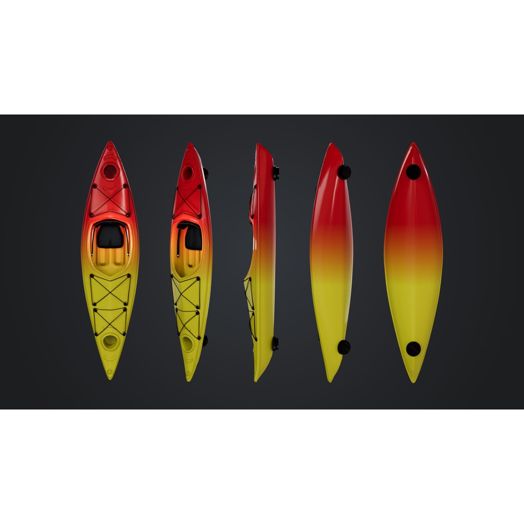 Kayak Canoe Athlete 3D Model – Low Poly Rigged Character, FBX, OBJ - View 21