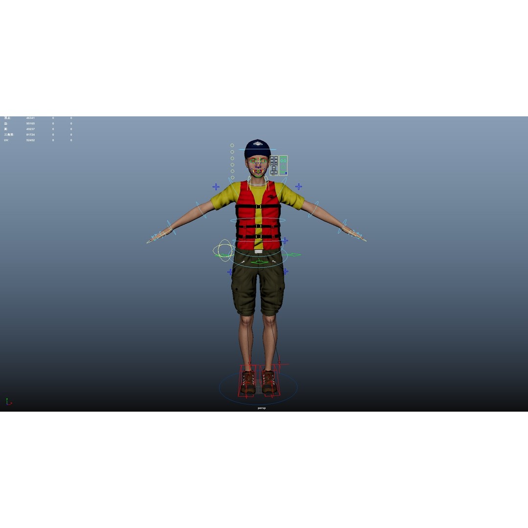 Kayak Canoe Athlete 3D Model – Low Poly Rigged Character, FBX, OBJ - View 23