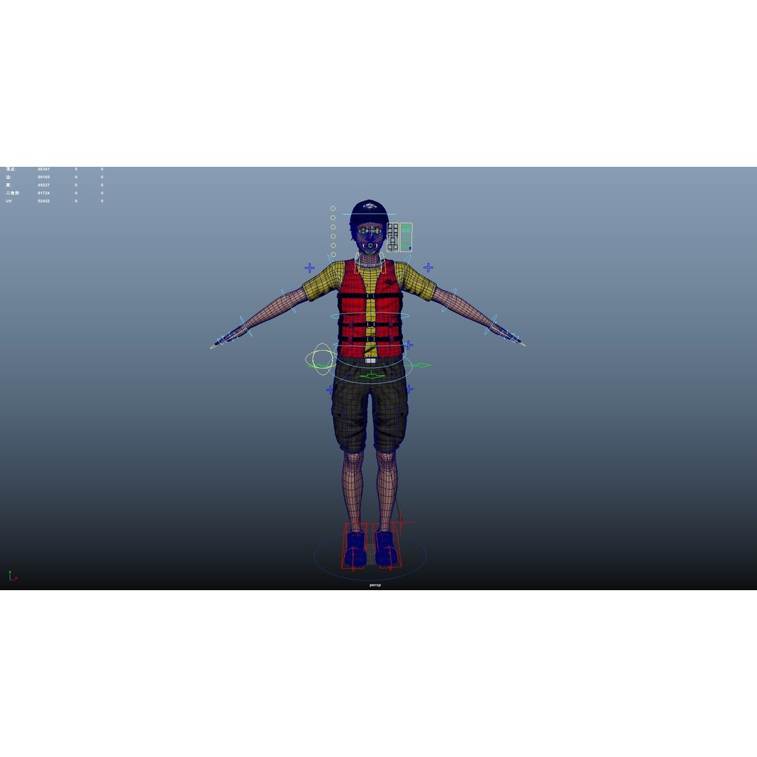 Kayak Canoe Athlete 3D Model – Low Poly Rigged Character, FBX, OBJ - View 24