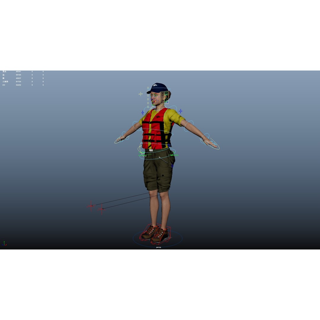 Kayak Canoe Athlete 3D Model – Low Poly Rigged Character, FBX, OBJ - View 25