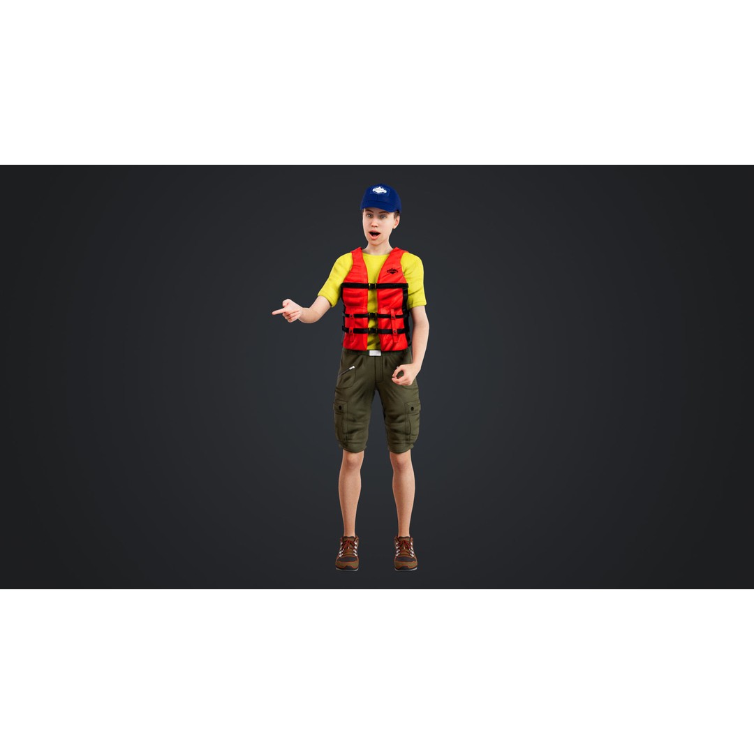 Kayak Canoe Athlete 3D Model – Low Poly Rigged Character, FBX, OBJ - View 4