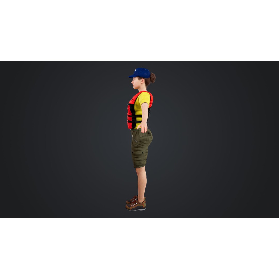 Kayak Canoe Athlete 3D Model – Low Poly Rigged Character, FBX, OBJ - View 9