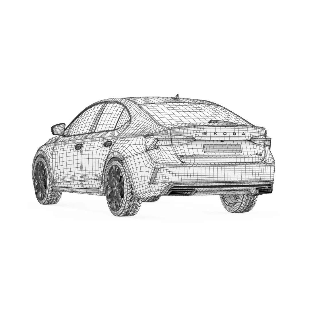 Skoda Octavia RS 2025 3D Model – Detailed Low Poly, Medium Poly, High Poly Formats - View 14