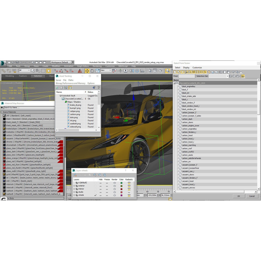 Corvette ZR1 Coupe C8 2025 3D Model – High Poly Sports Car, FBX, Blender - View 39