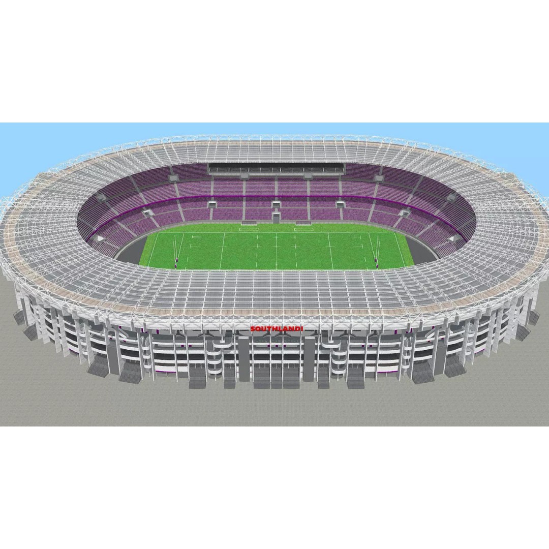 Southland Stadium 3D Model – 1920s Style Rugby Arena, FBX - View 2