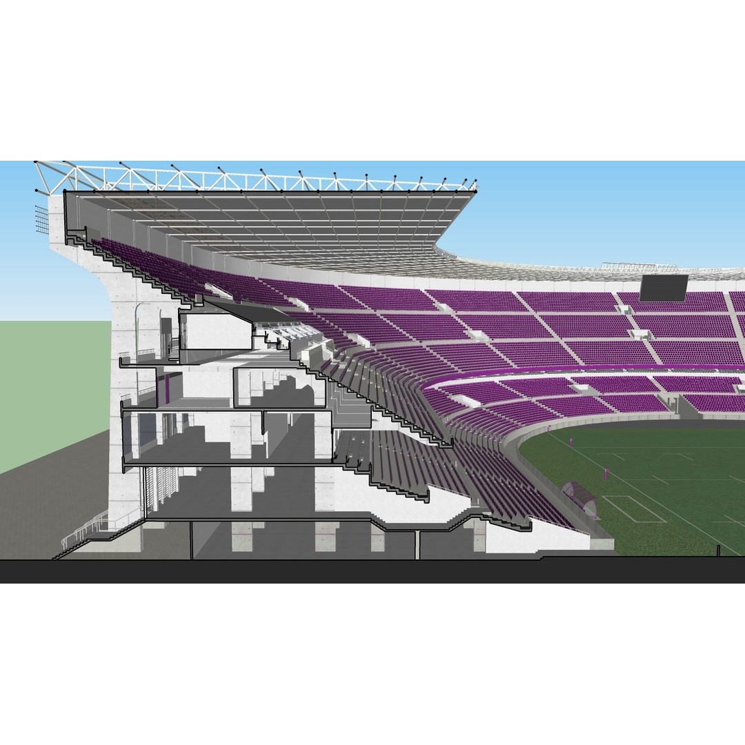 Southland Stadium 3D Model – 1920s Style Rugby Arena, FBX - View 24