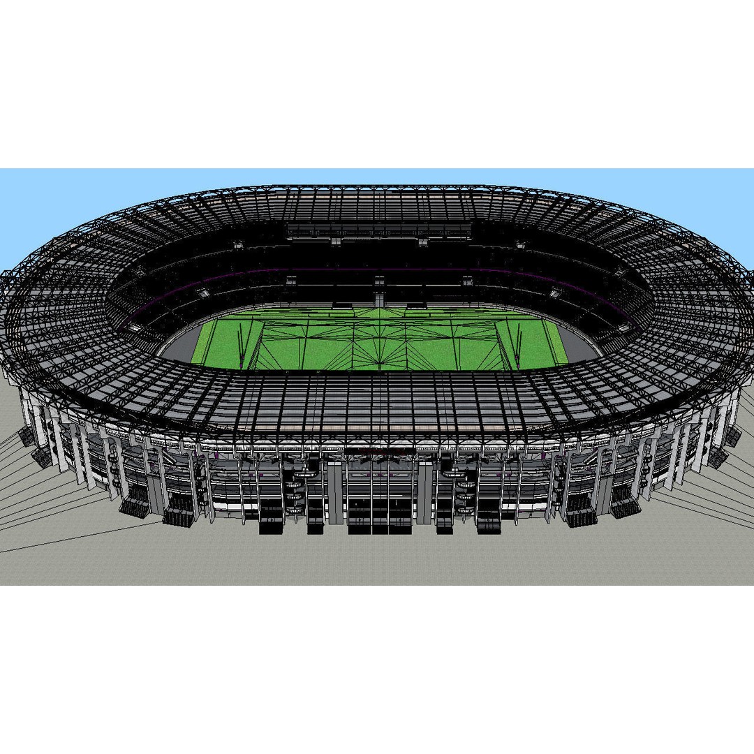 Southland Stadium 3D Model – 1920s Style Rugby Arena, FBX - View 3