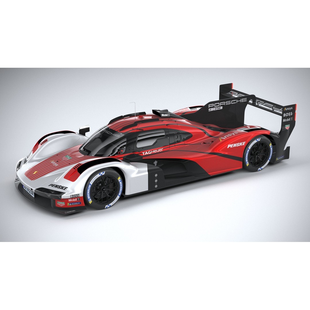 Porsche 963 LMDh Racecar 3D Model – High Poly Game Asset, FBX, OBJ - View 10