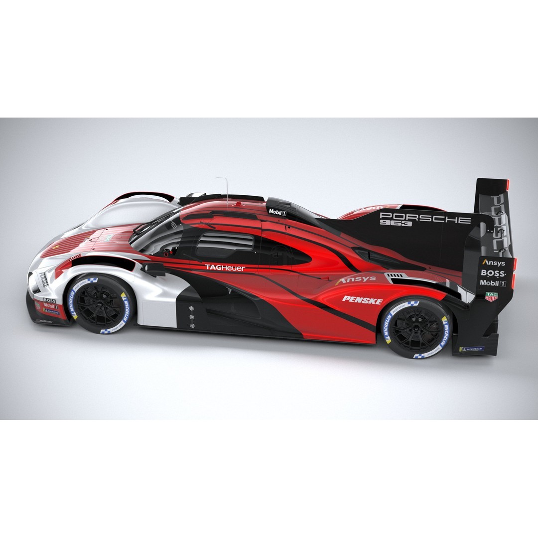 Porsche 963 LMDh Racecar 3D Model – High Poly Game Asset, FBX, OBJ - View 12