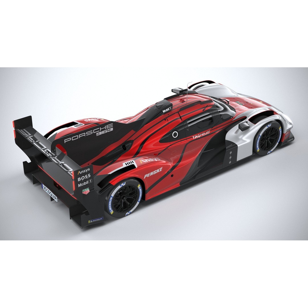 Porsche 963 LMDh Racecar 3D Model – High Poly Game Asset, FBX, OBJ - View 13