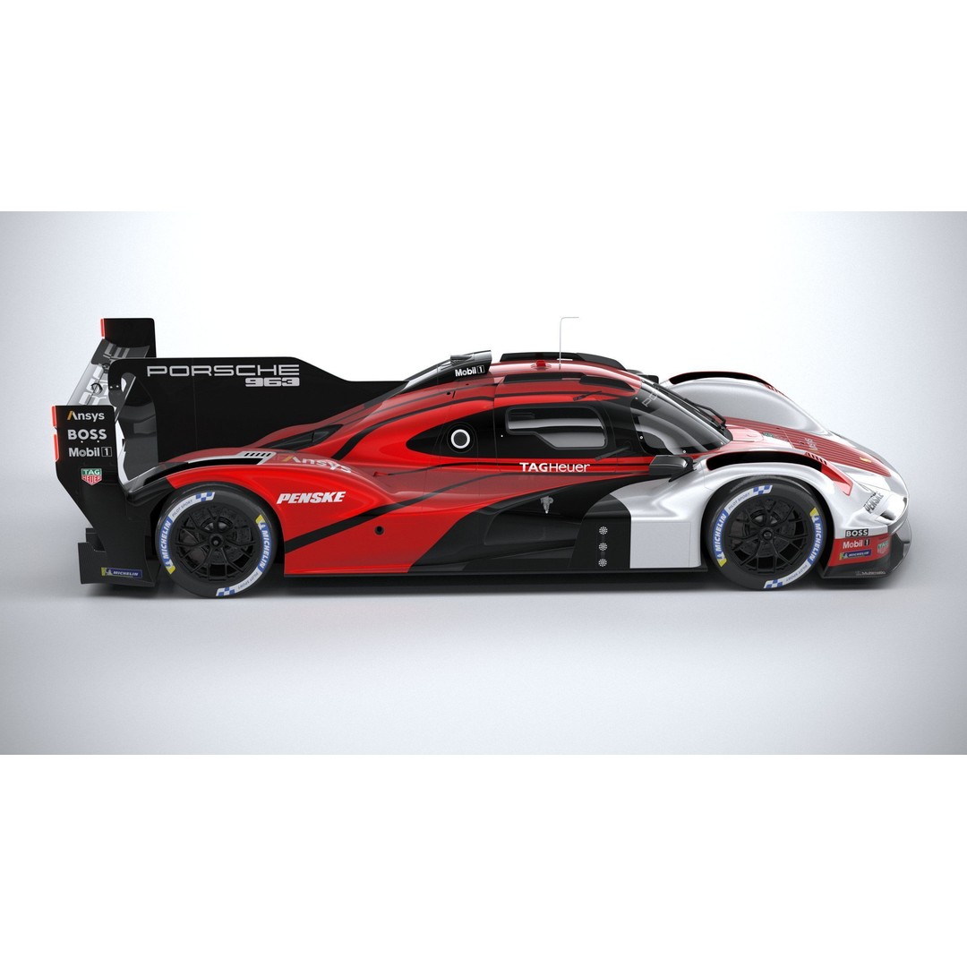 Porsche 963 LMDh Racecar 3D Model – High Poly Game Asset, FBX, OBJ - View 14