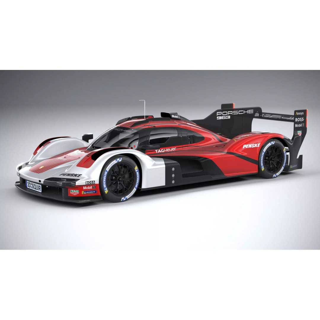 Porsche 963 LMDh Racecar 3D Model – High Poly Game Asset, FBX, OBJ - View 3