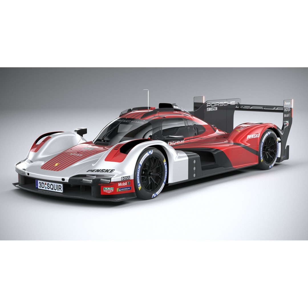 Porsche 963 LMDh Racecar 3D Model – High Poly Game Asset, FBX, OBJ - View 4