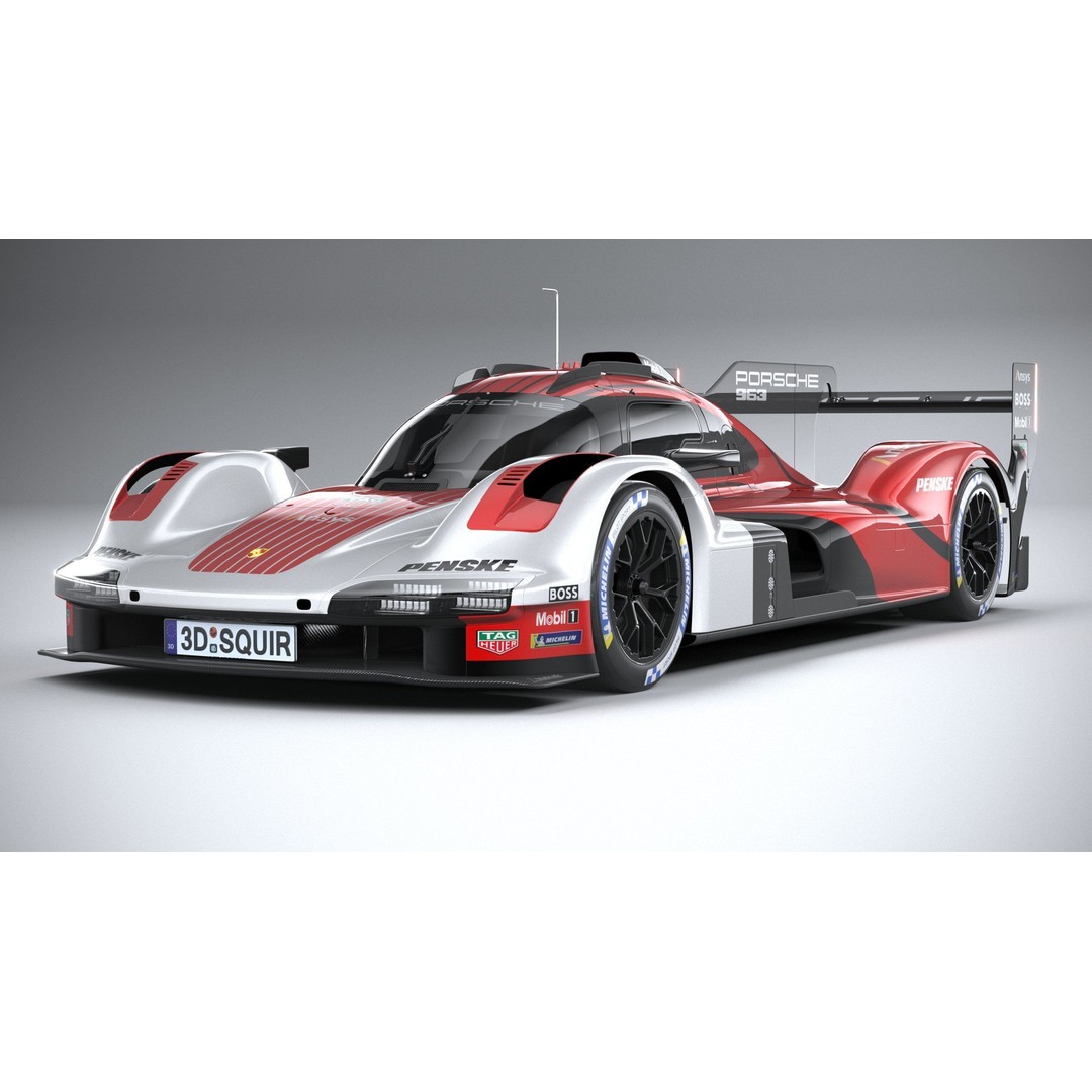 Porsche 963 LMDh Racecar 3D Model – High Poly Game Asset, FBX, OBJ - View 5