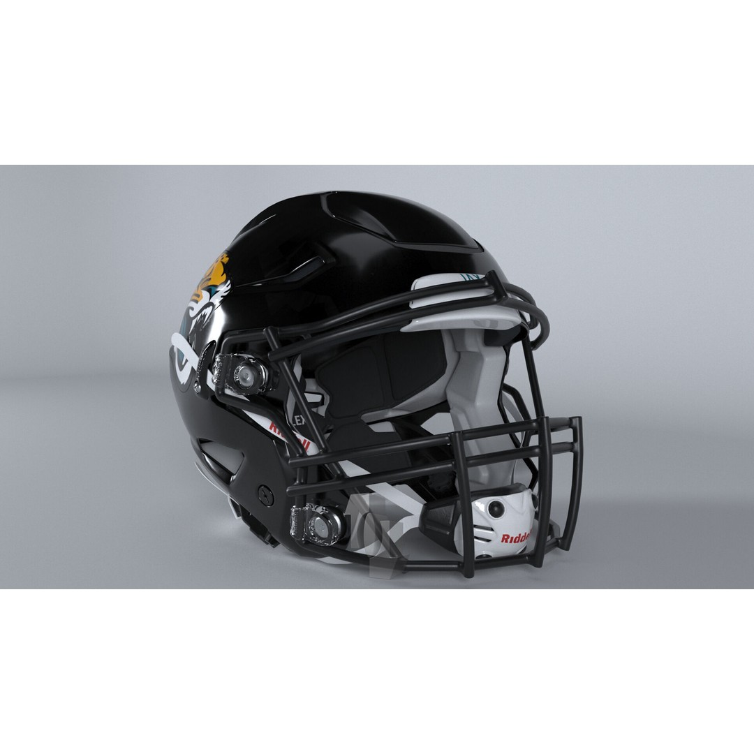 Baltimore Jaguars Helmet 3D Model – PBR Game Asset, FBX, OBJ - View 4