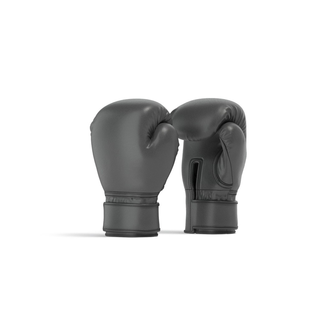 Black Leather Boxing Gloves 3D Model – PBR Game-Ready Asset, FBX, OBJ - View 4