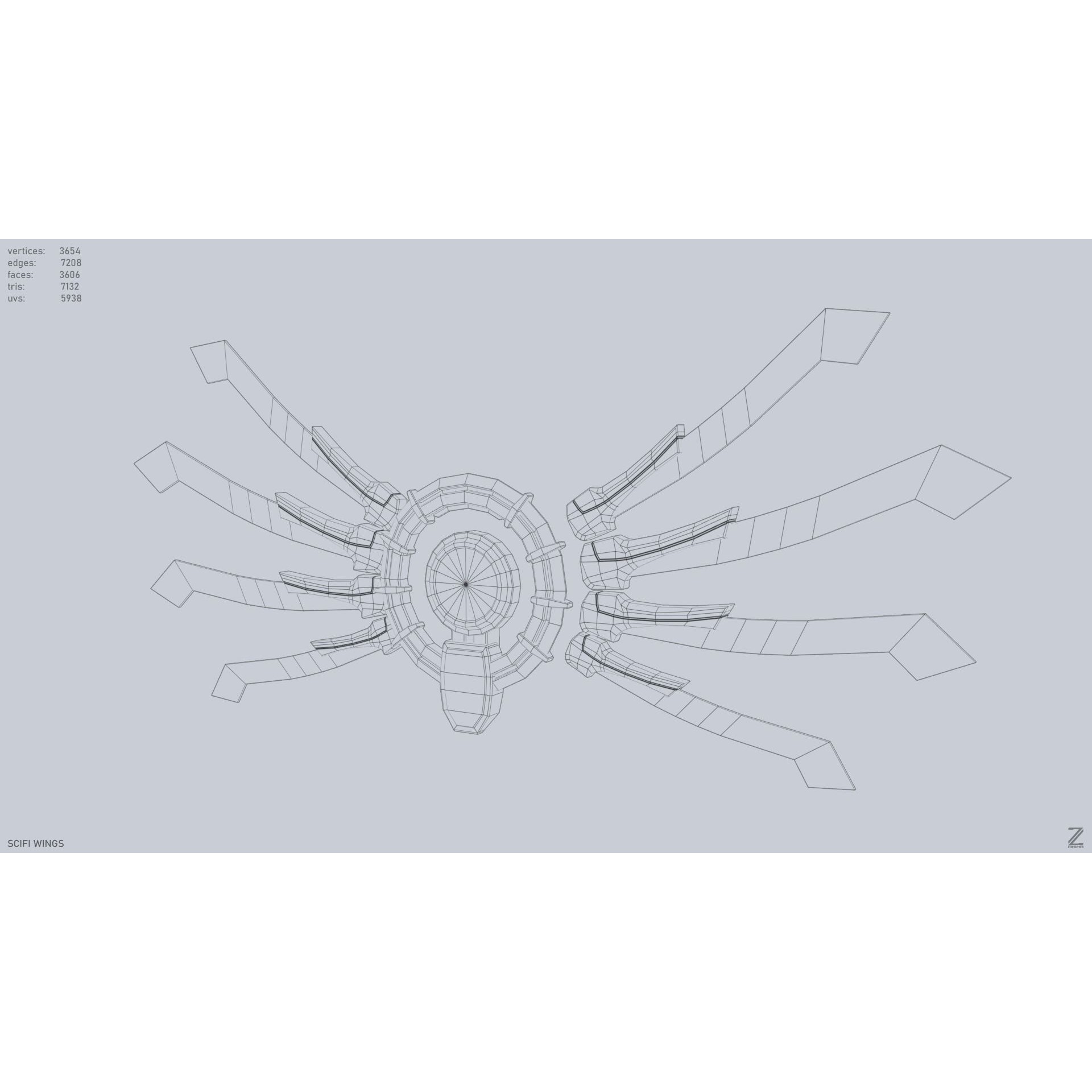 Sci-Fi Wings - Low-Poly Game-Ready 3D Model - View 10