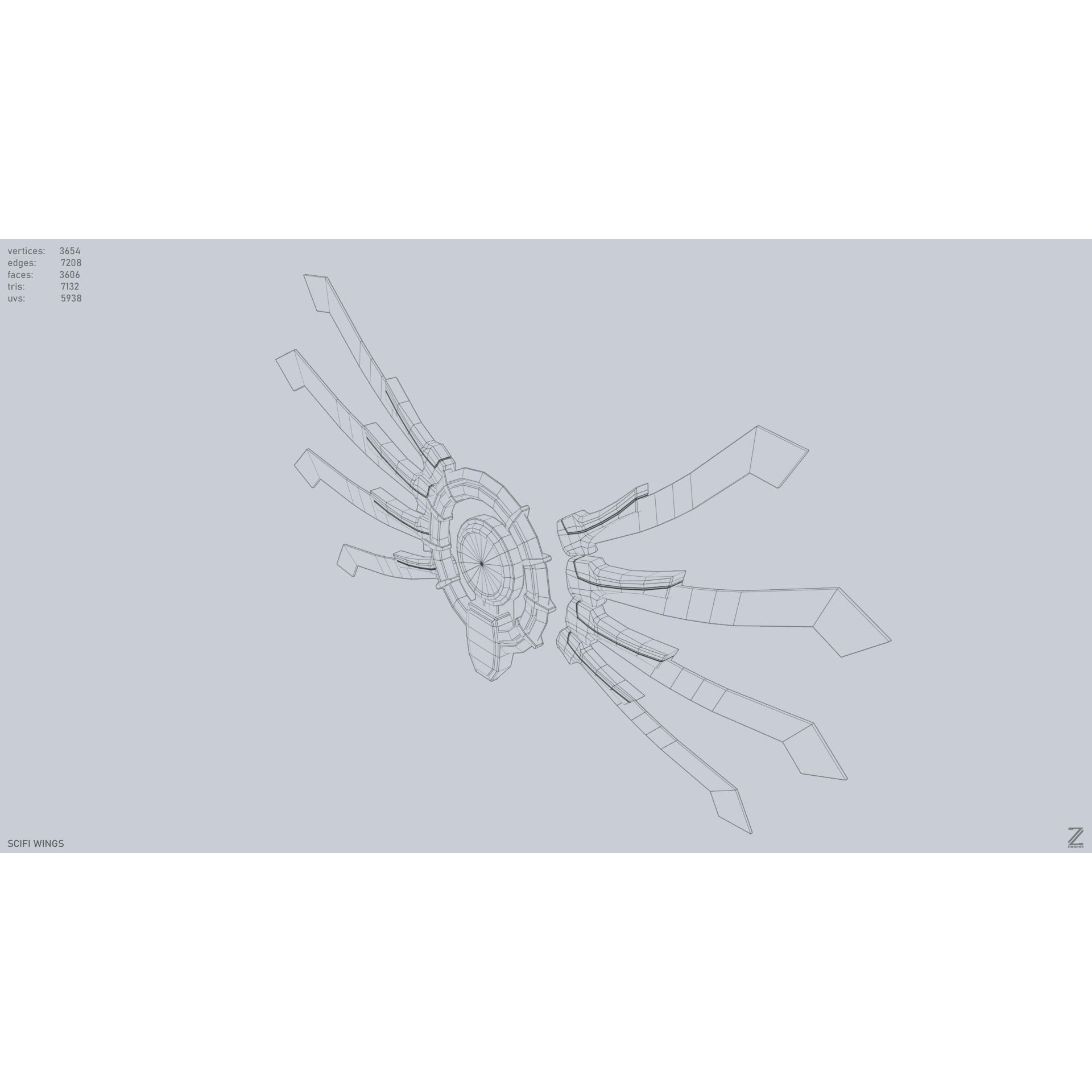 Sci-Fi Wings - Low-Poly Game-Ready 3D Model - View 11