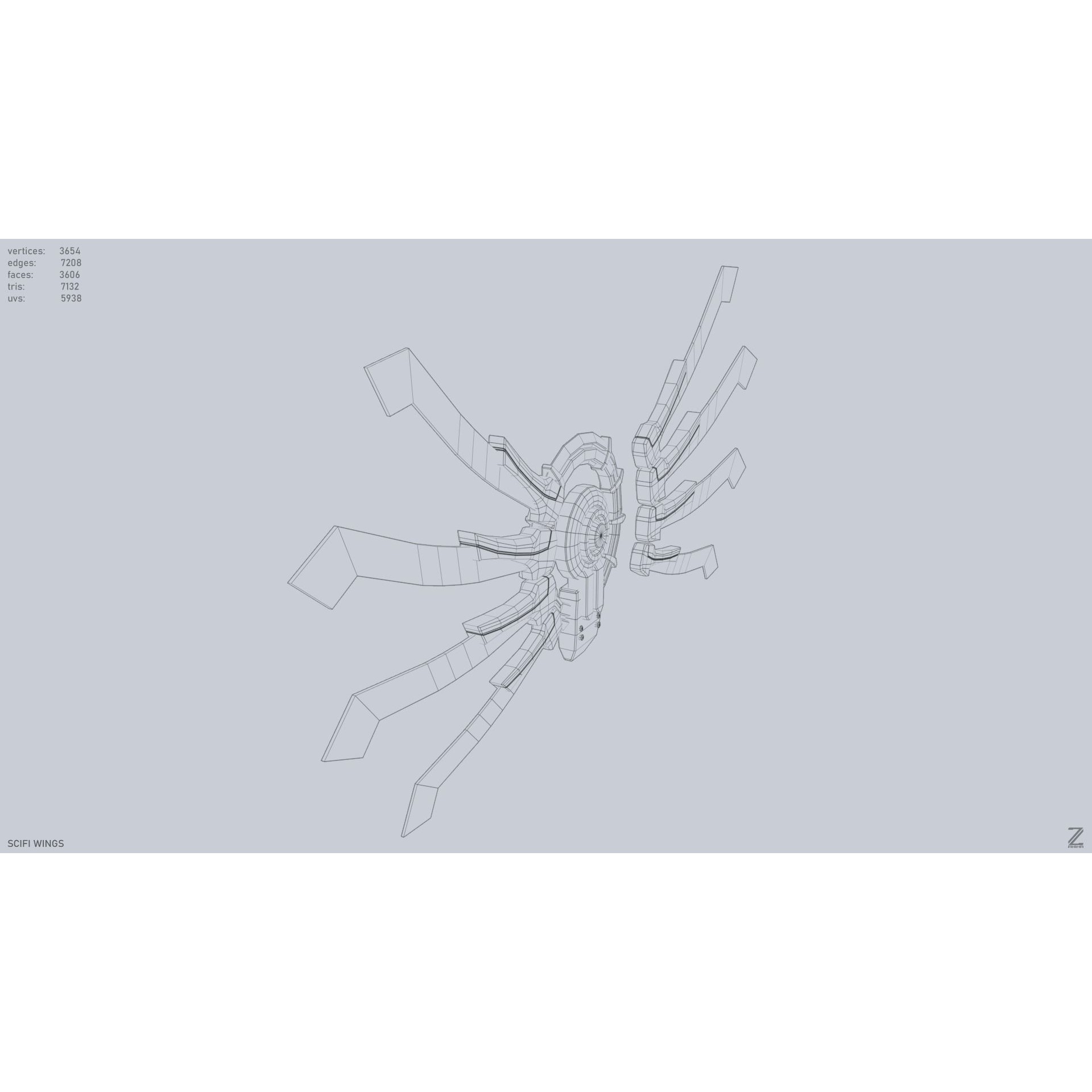 Sci-Fi Wings - Low-Poly Game-Ready 3D Model - View 12