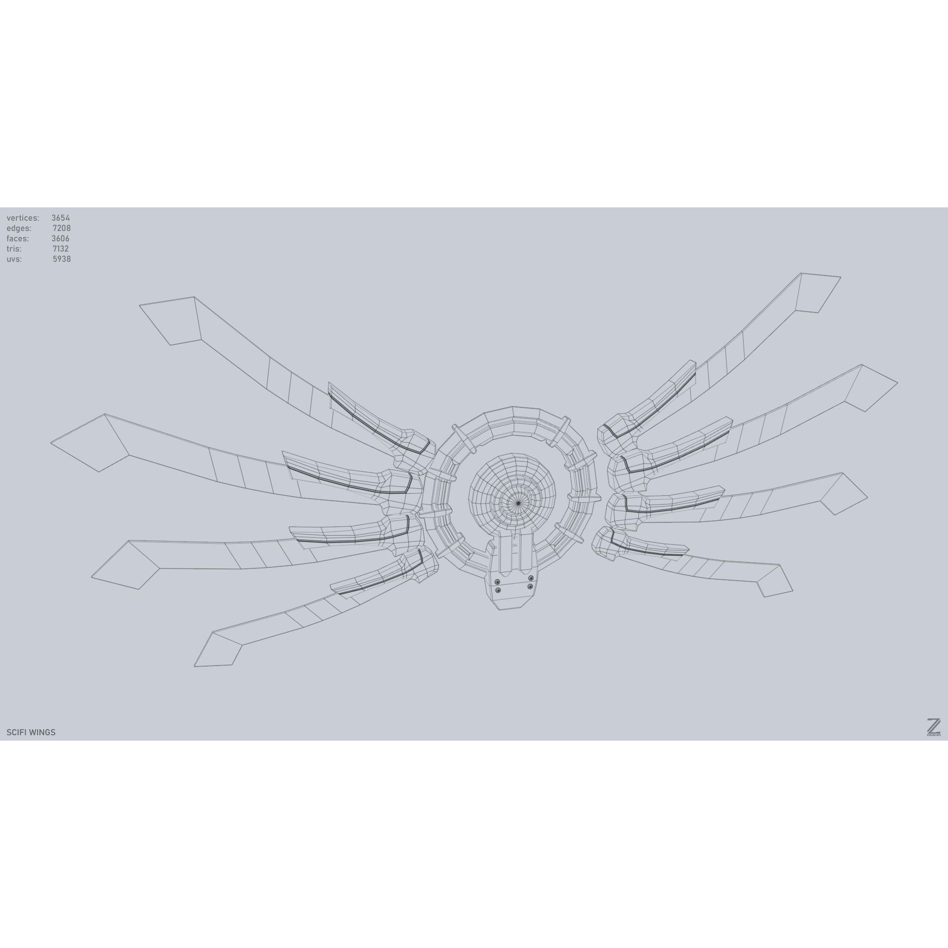 Sci-Fi Wings - Low-Poly Game-Ready 3D Model - View 13
