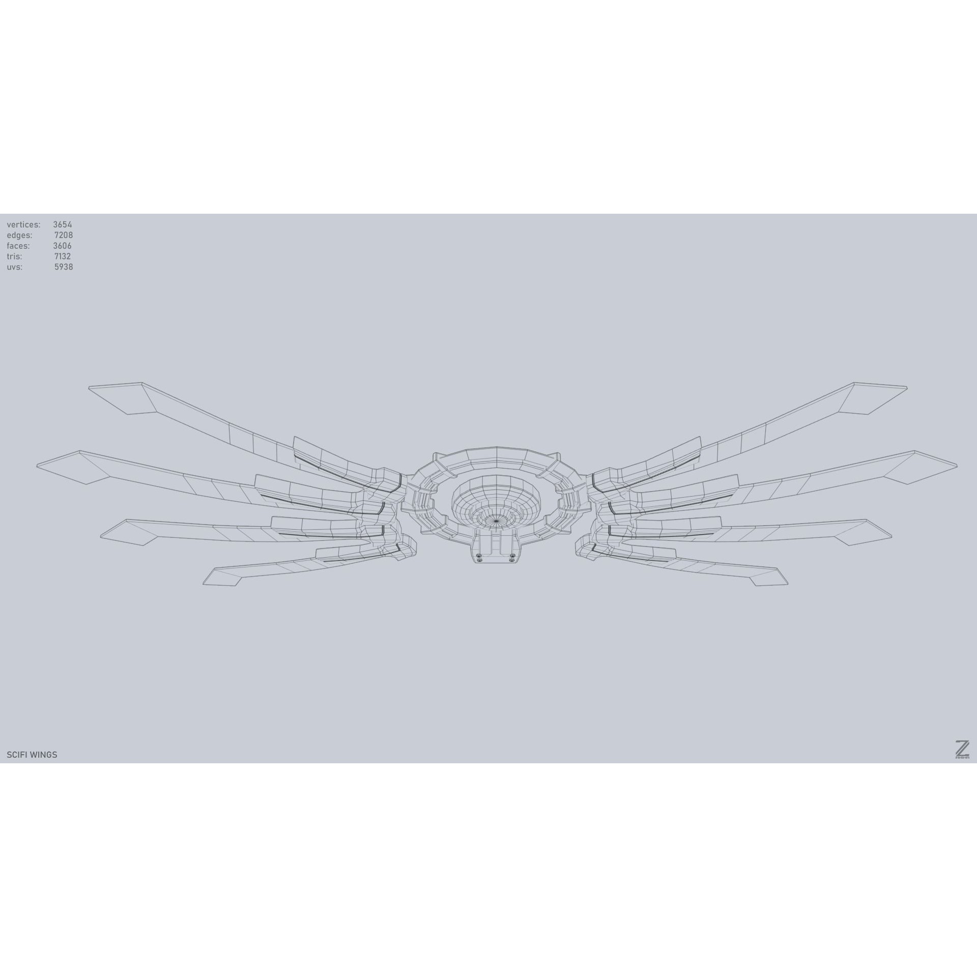 Sci-Fi Wings - Low-Poly Game-Ready 3D Model - View 14