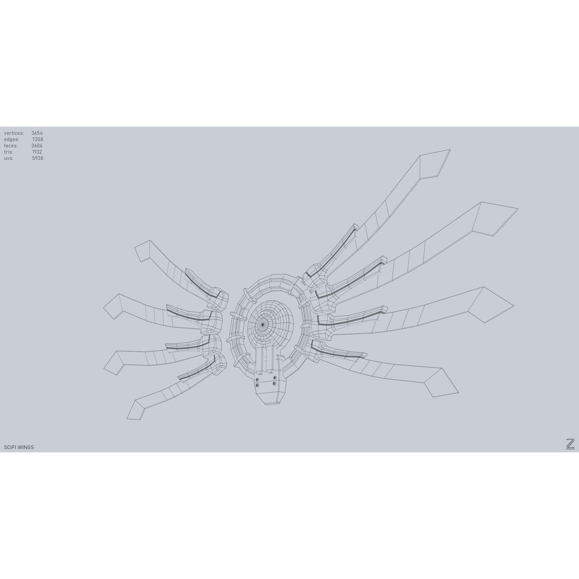 Sci-Fi Wings - Low-Poly Game-Ready 3D Model - View 15
