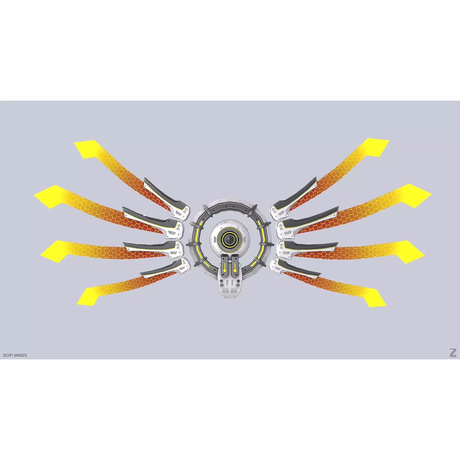 Sci-Fi Wings - Low-Poly Game-Ready 3D Model - View 2