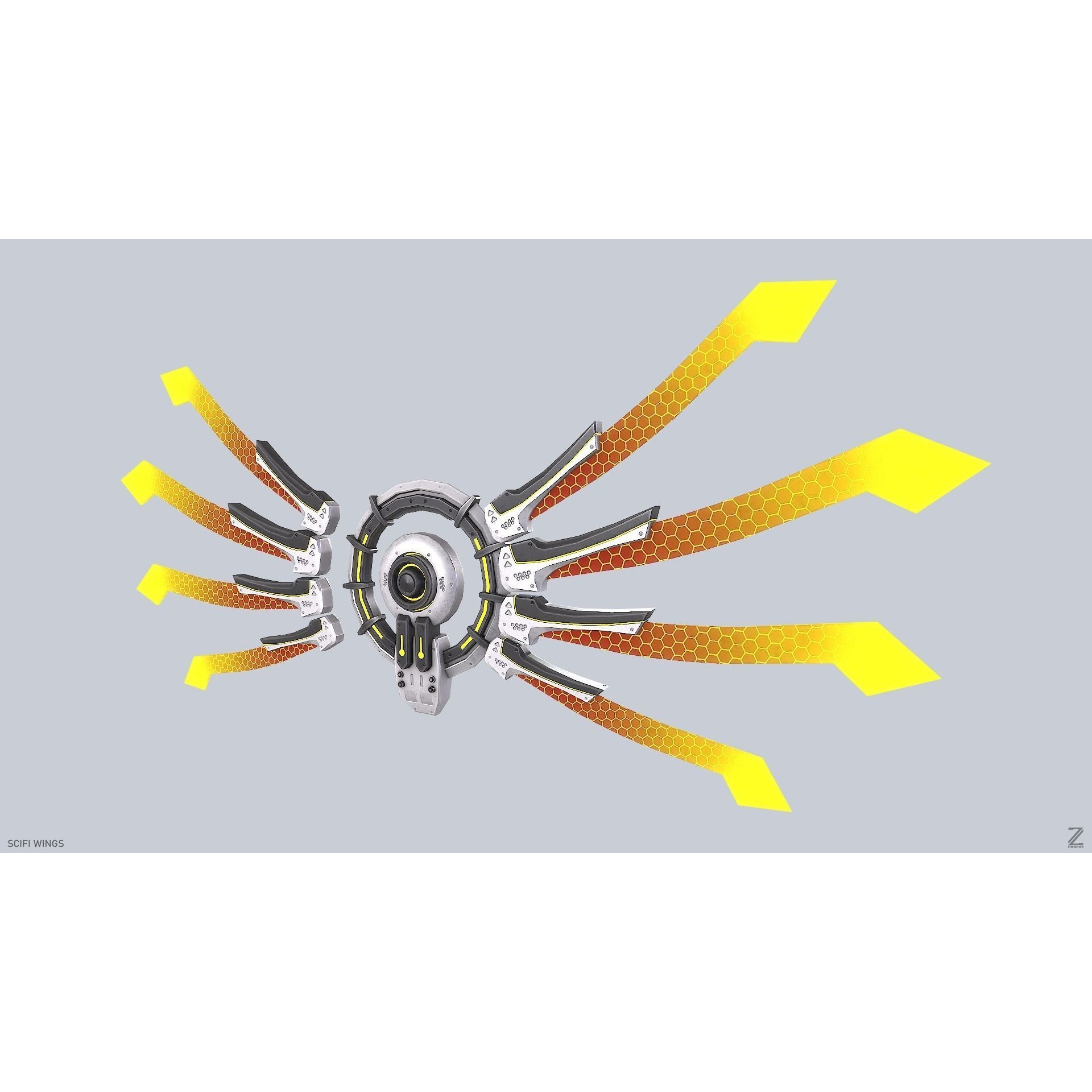 Sci-Fi Wings - Low-Poly Game-Ready 3D Model - View 3