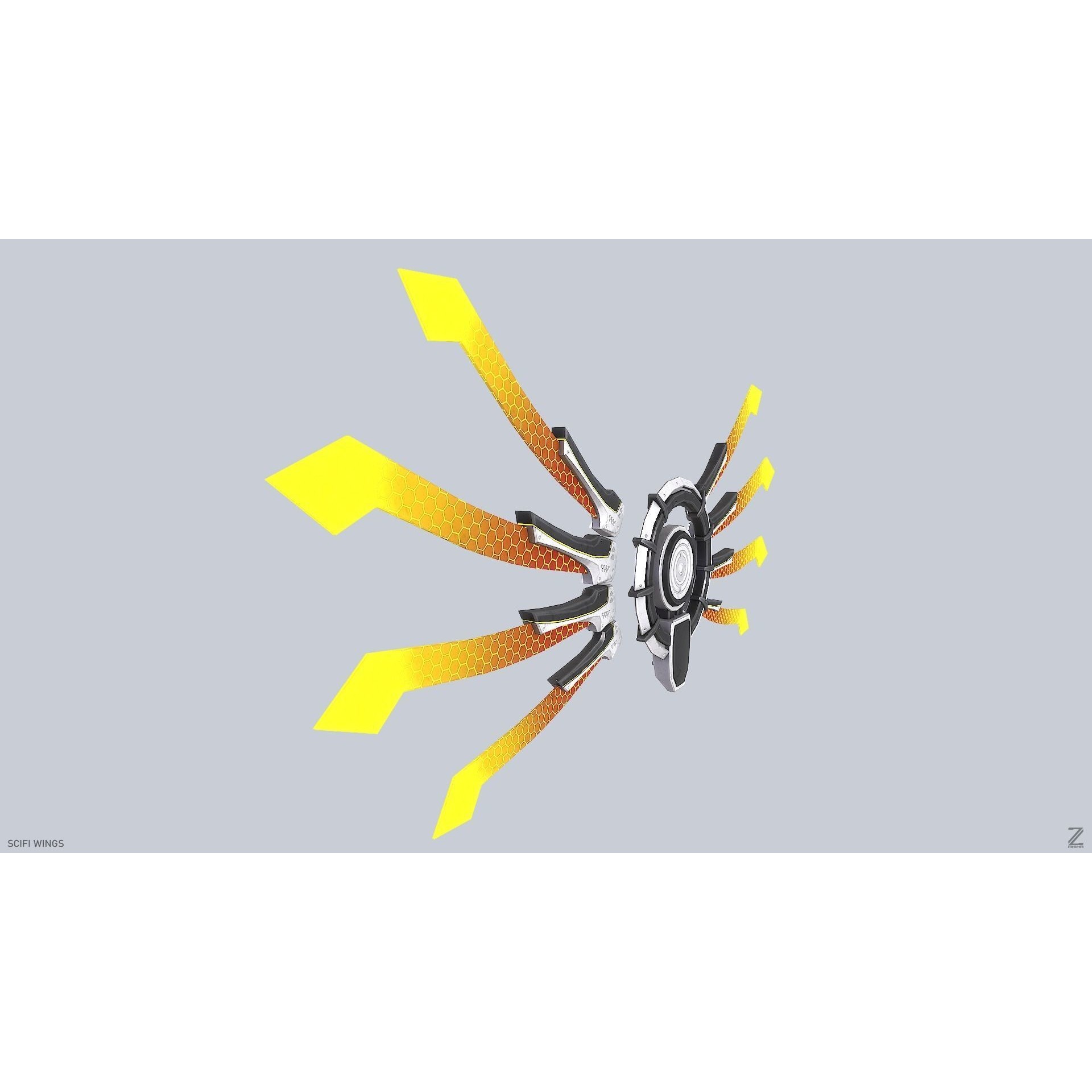 Sci-Fi Wings - Low-Poly Game-Ready 3D Model - View 6