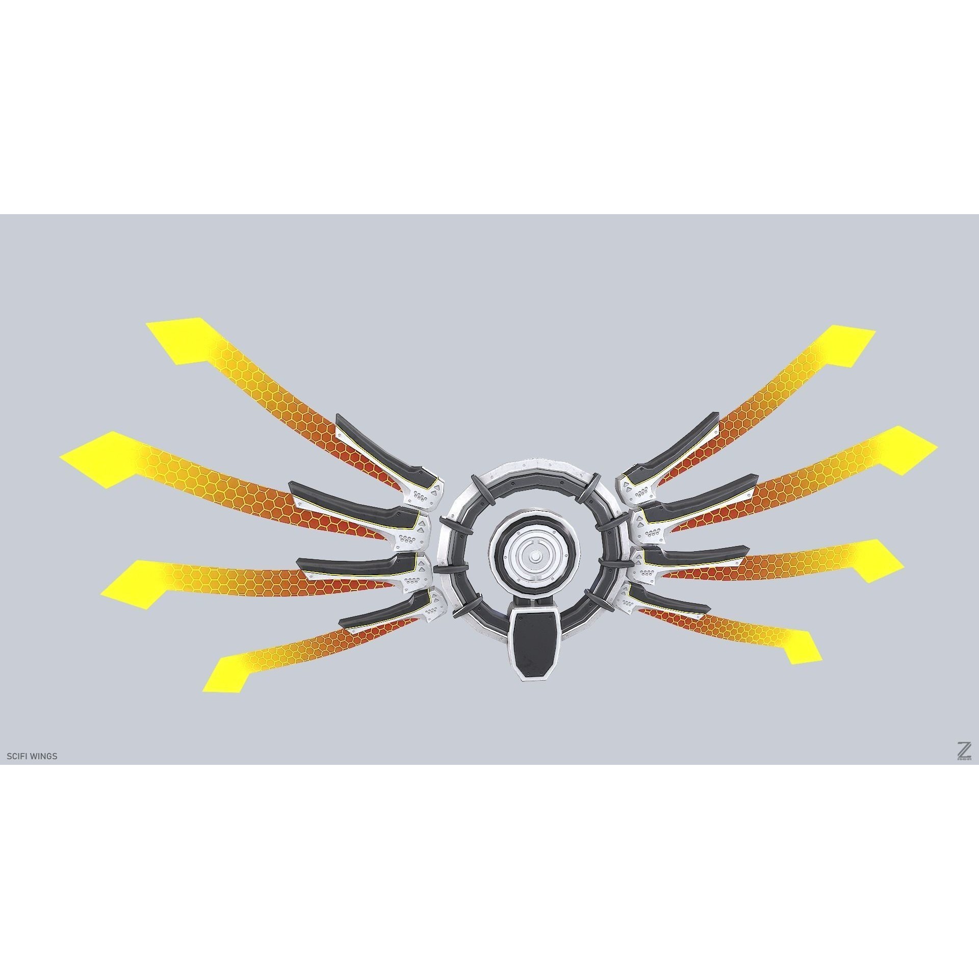 Sci-Fi Wings - Low-Poly Game-Ready 3D Model - View 7