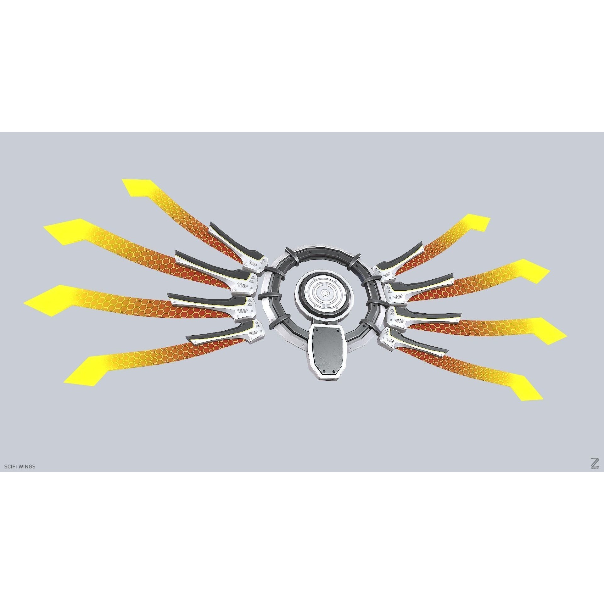 Sci-Fi Wings - Low-Poly Game-Ready 3D Model - View 8