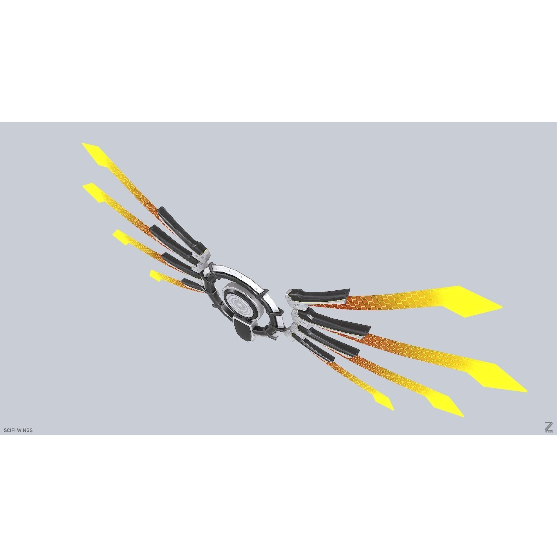 Sci-Fi Wings - Low-Poly Game-Ready 3D Model - View 9