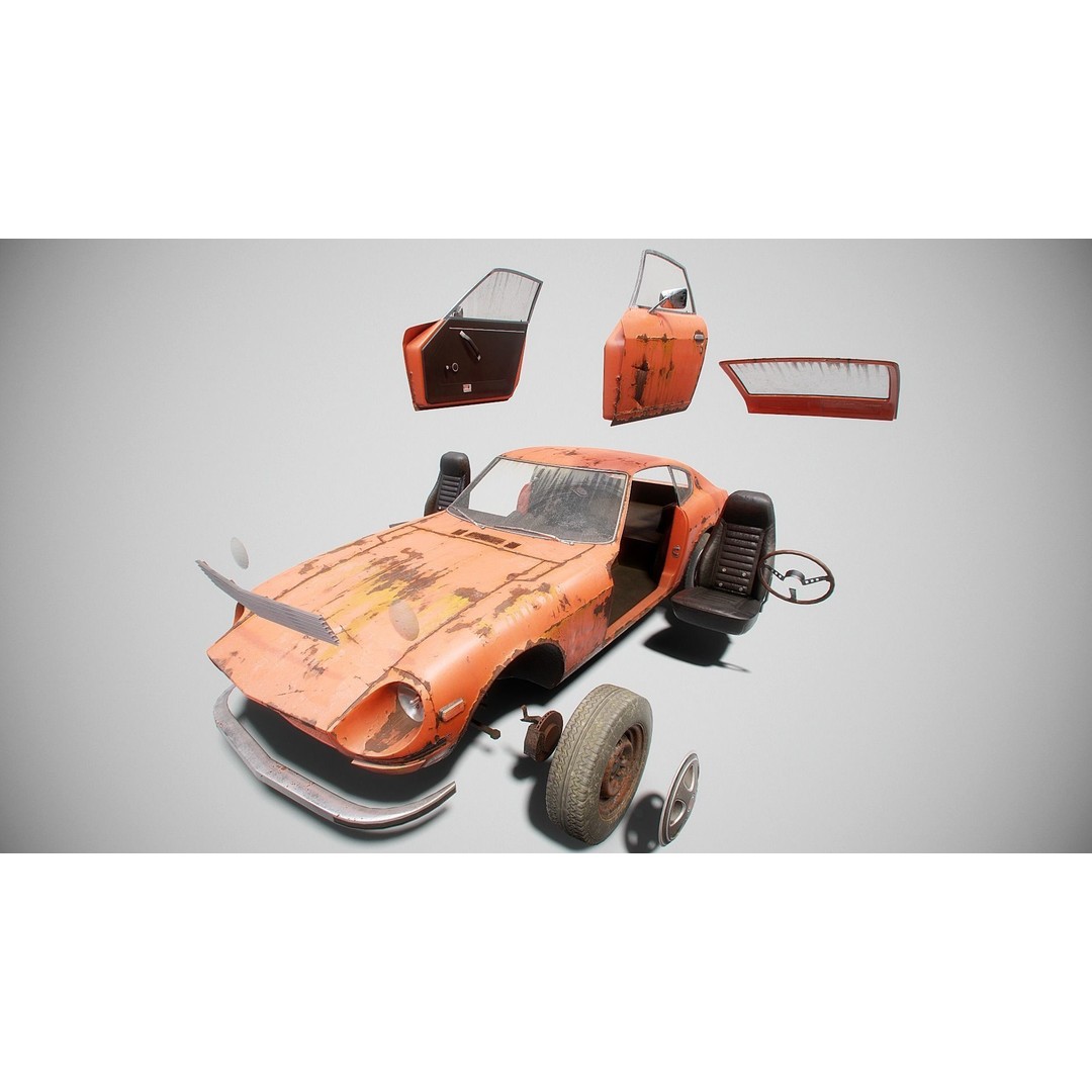 Classic Coupe Car 3D Model – Low Poly PBR Asset in 9 Color Variants - View 17